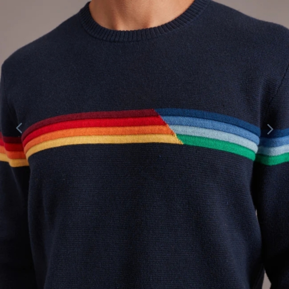 MARINE layer ML x LF Breck Stripe Sweater in Black Iris Multi Stripe - Picture 4 of 7
